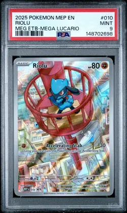 2025 POKEMON MEP EN-ME BLACK STAR PROMO #010 RIOLU PSA 9 - Image 1