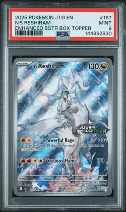 2025 POKEMON JTG EN-JOURNEY TOGETHER #167 N'S RESHIRAM PSA 9 - Image 1