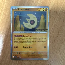Pokemon TCG Lunatone Mega Evolution Pre-release STAFF Promo - Image 1