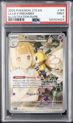 2025 POKEMON JTG EN-JOURNEY TOGETHER ILLUSTRATION RARE LILLIE'S RIBOMBEE PSA 9 - Image 1