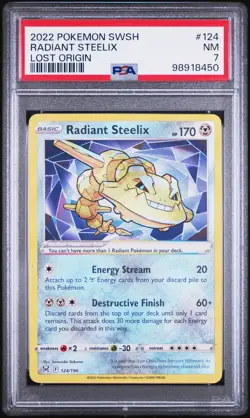 Pokemon Swsh Radiant Steelix Lost Origin PSA 7 - Image 1