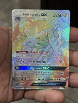 Pokemon TCG Metagross GX 157/145 SM Guardians Rising Rainbow Rare Holo DAMAGED - Image 5