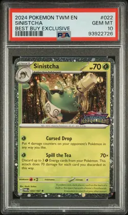 Pokemon TWM 022/167 - Stamped Best Buy Promo Sinistcha Cosmos Holo - PSA 10 - Image 1