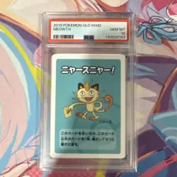 Pokemon TCG Meowth Old Maid 2019 Japanese #10 PSA 10 Graded Card - Image 1