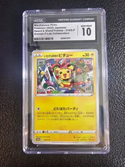 CGC 10 GEM MINT Japanese Pokemon 2022 Mischievous Pikachu 214/S-P PROMO - Image 1