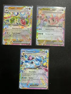 Pokemon TCG Flygon ex, Tatsugiri ex, Glaceon ex Holo Full Art English 3-Card Lot - Image 1