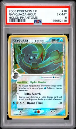 2006 POKEMON EX HOLON PHANTOMS #16 RAYQUAZA-HOLO PSA 6 - Image 1