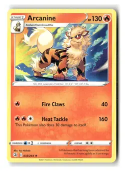 Arcanine 033/264 Rare Fusion Strike Pokemon Near Mint - Image 1