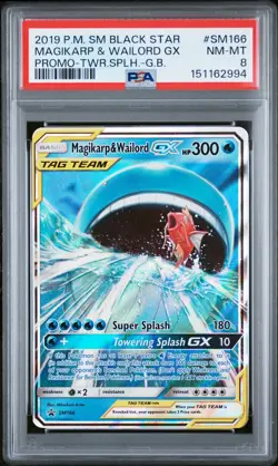 2019 POKEMON SM BLACK STAR PROMO #SM166 MAGIKARP & WAILORD GX PSA 8 - Image 1