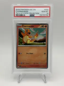 PSA 10! POP 43! POKEMON CHARMANDER #020 ASCENDED HEROES TECH STICKER - Image 1