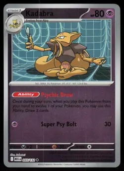 Kadabra 055/132 Uncommon Mega Evolution Pokemon Reverse Holo Near Mint - Image 1