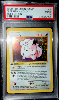 1999 POKEMON BASE SET 1ST EDITION #5 CLEFAIRY-HOLO PSA 9 - Image 1