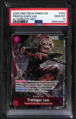 One Piece Trafalgar Law Alternate Art PRB02-002 PSA 10 - Image 1