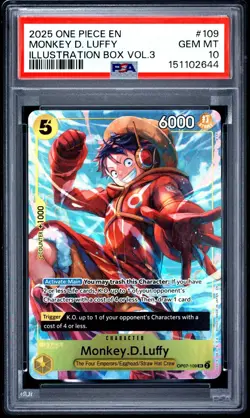 PSA 10 2025 ONE PIECE PROMOS 109 MONKEY D. LUFFY ILLUSTRATION BOX VOL.3 - Image 1