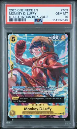 PSA 10 2025 ONE PIECE PROMOS 109 MONKEY D. LUFFY ILLUSTRATION BOX VOL.3 - Image 1