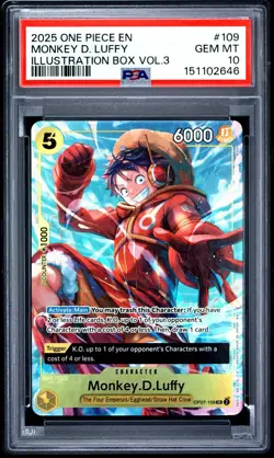 PSA 10 2025 ONE PIECE PROMOS 109 MONKEY D. LUFFY ILLUSTRATION BOX VOL.3 - Image 1