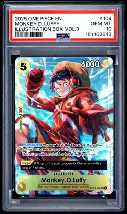 PSA 10 2025 ONE PIECE PROMOS 109 MONKEY D. LUFFY ILLUSTRATION BOX VOL.3 - Image 1
