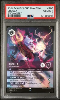 2024 DISNEY LORCANA EN 4-URSULA'S RETURN #208 URSULA - SEA WITCH QUEEN PSA 10 - Image 1