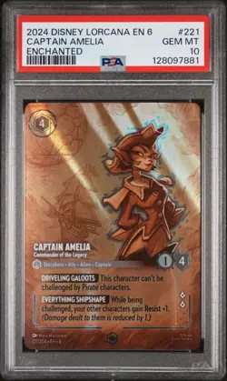 DISNEY LORCANA EN 6-AZURITE SEA CAPTAIN AMELIA - COMMANDER OF THE LEGACY PSA 10 - Image 1
