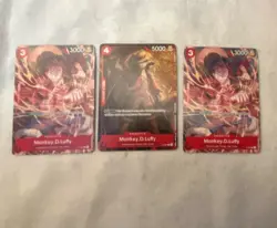 Bandai One Piece Card Game Monkey D. Luffy Promo P-007/P-006 3x Cards Lot - Image 1