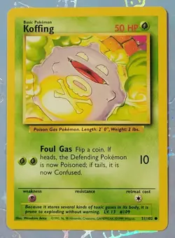Koffing 51/102 Base Set 1999 Pokemon Card VLP - Image 1