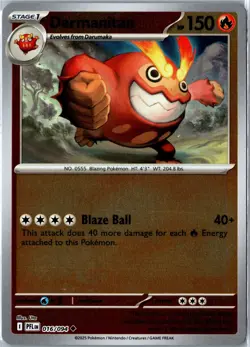 Pokemon Card - Darmanitan 016/094 - ME02: Phantasmal Flames Reverse Holo NM - Image 1