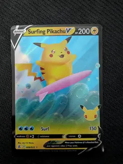 Surfing Pikachu V 008/025 Holo V Rare Celebrations Pokemon Near Mint - Image 1