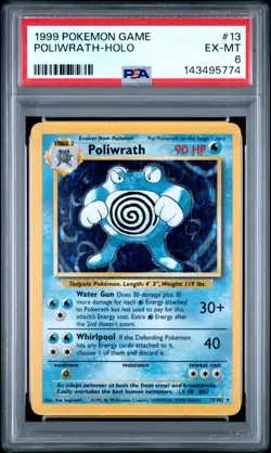 1999 POKEMON BASE SET UNLIMITED #13 POLIWRATH-HOLO PSA 6 - Image 1