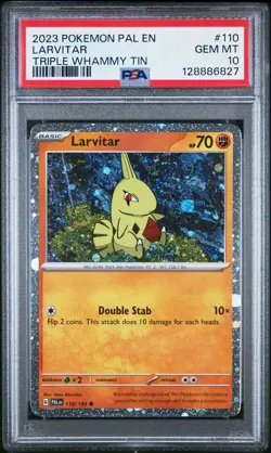 PSA 10 POKEMON PAL EN #110 LARVITAR COSMOS HOLO 2023 PALDEA EVOLVED LOW POP - Image 1