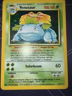 *HEAVILY PLAYED* Venusaur 15/102 Base Set Holo Rare Unlimited 1999 English - Image 1