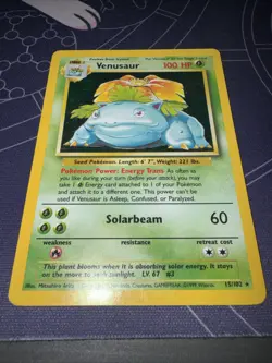 *HEAVILY PLAYED* Venusaur 15/102 Base Set Holo Rare Unlimited 1999 English - Image 2