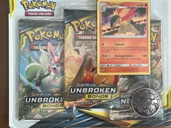 SM Unbroken Bonds 3 Pack Blister Typhlosion SM185 Pokemon Factory Sealed - Image 3