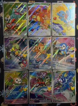 Pokemon Full Set of 9 First Partner Series 1 Illustration Collection English NM - Image 1
