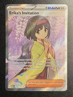Erika's Invitation 196/165 Full Art Trainer Pokemon TCG S&V: 151 NM - Free Ship - Image 1