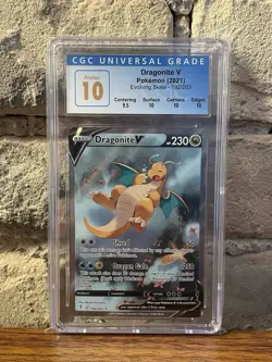Dragonite V 192/203 CGC Pristine 10 Old Label Subgrades Pokemon Evolving Skies - Image 1
