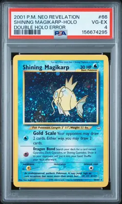 Pokemon Shining Magikarp Neo Revelation Unlimited #66 DOUBLE HOLO ERROR PSA 4 - Image 1