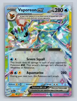 Vaporeon ex 023/131 Holo Double Rare Prismatic Evolutions Pokemon NM - Image 1