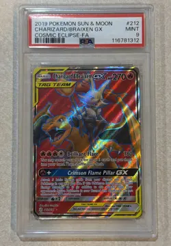 Charizard & Braixen Tag Team GX 212/236 - Cosmic Eclipse Pokemon TCG- PSA 9 🔥 - Image 1