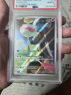 2024 POKEMON TWM EN-TWILIGHT MASQUERADE ILLUSTRATION RARE #179 CHIMECHO PSA 10 - Image 4