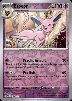 ESPEON 033/131 HOLO RARE PRISMATIC EVOLUTIONS POKEMON REVERSE HOLO NM - Image 1