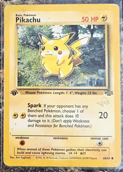Pokemon 1999 Jungle Pikachu 60 W Stamp HP - Image 1