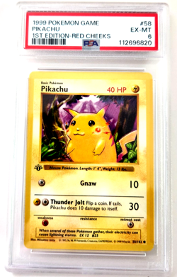Pikachu 58/102 Pokemon Base Set 1st Edition - Red Cheeks - PSA 6 - Image 1