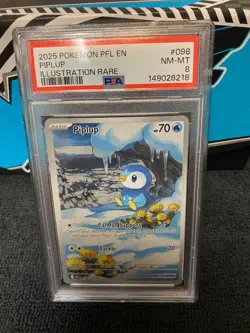 Pokemon Piplup 098/094 Illustration Rare Phantasmal Flames ME02 PSA 8 NM-Mint - Image 1