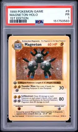 1999 POKEMON GAME 1ST EDITION #9 MAGNETON-HOLO PSA 1 - Image 1