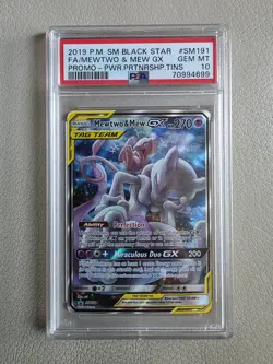 Pokemon 2019 Mewtwo & Mew GX SM191 Full Art Black Star Promo GEM MINT PSA 10 - Image 1