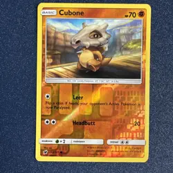 Pokemon Burning Shadows Cubone Reverse Holo Common Card 52/111 LP - Image 1