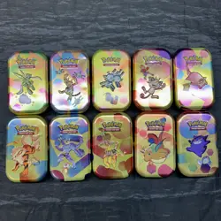 EMPTY Pokemon 151 Mini Tin Set of 10 w/ Energy Coins & Art Cards - NO PACKS - Image 1