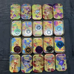 EMPTY Pokemon 151 Mini Tin Set of 10 w/ Energy Coins & Art Cards - NO PACKS - Image 2