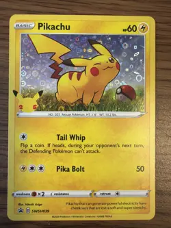 Pikachu SWSH039 25th Anniversary Black Star Promo Pokemon NM - Image 1