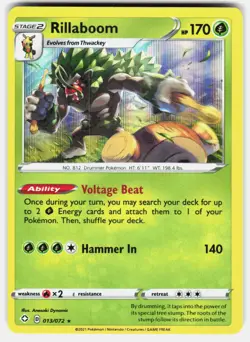 Rillaboom 013/072 Holo Rare Shining Fates Pokemon Holo Near Mint - Image 2